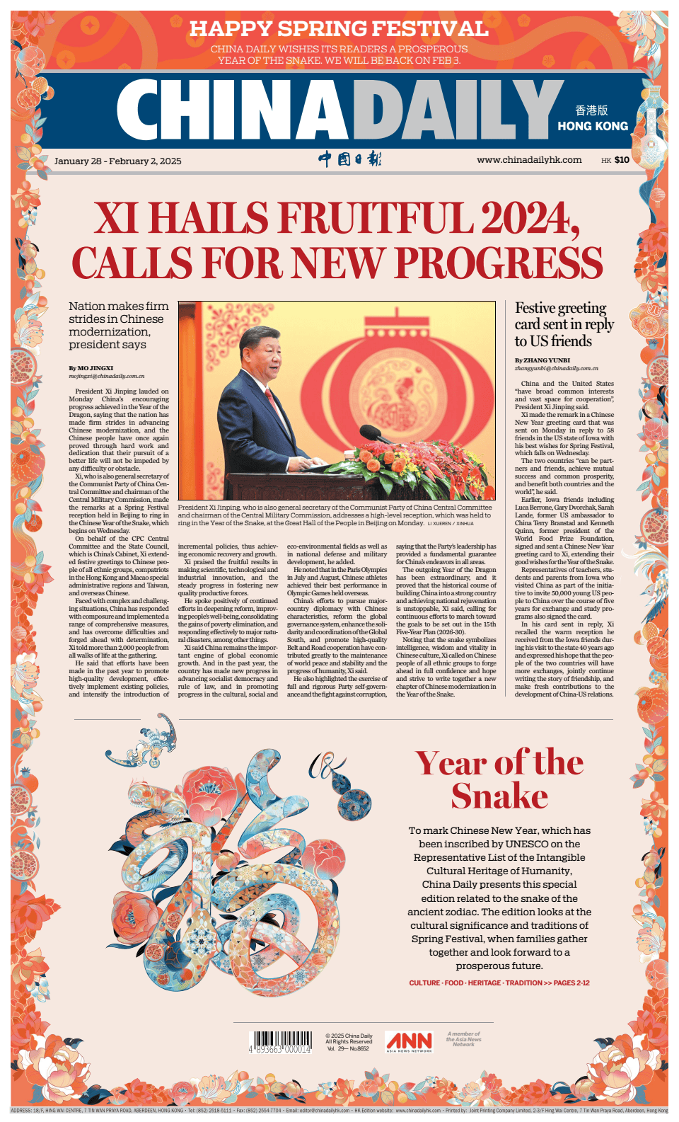 Prima-pagina-China Daily-oggi-edizione-di-oggi-20250128